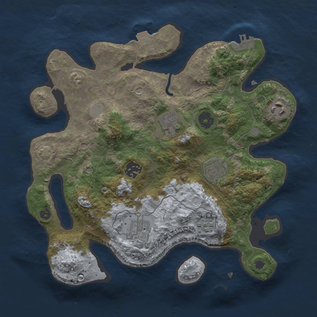 Rust Map: Procedural Map, Size: 3000, Seed: 4259361, 12 Monuments