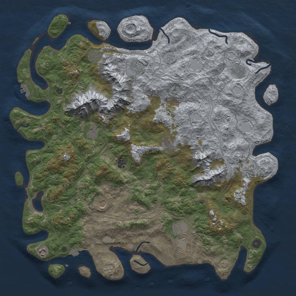 Rust Map: Procedural Map, Size: 5000, Seed: 29465869, 18 Monuments