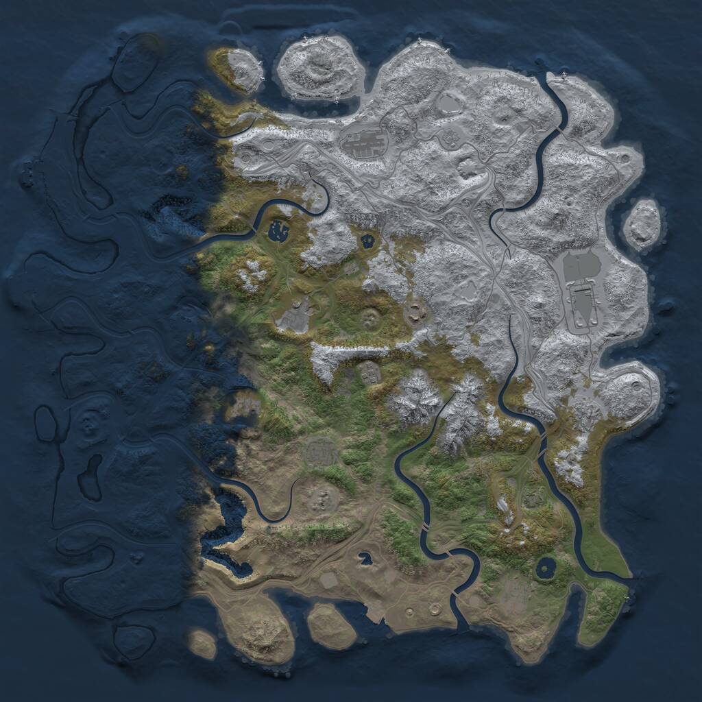 Rust Map: Procedural Map, Size: 5000, Seed: 29465869, 16 Monuments