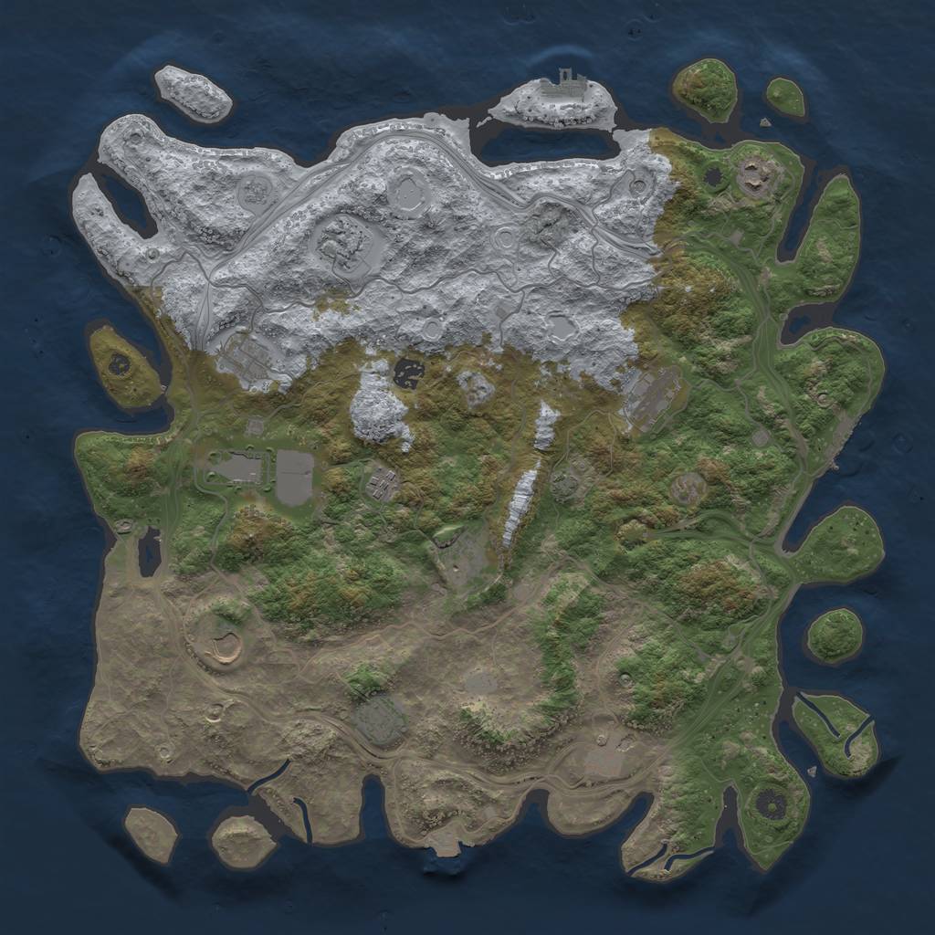 Rust Map: Procedural Map, Size: 4500, Seed: 228989, 19 Monuments