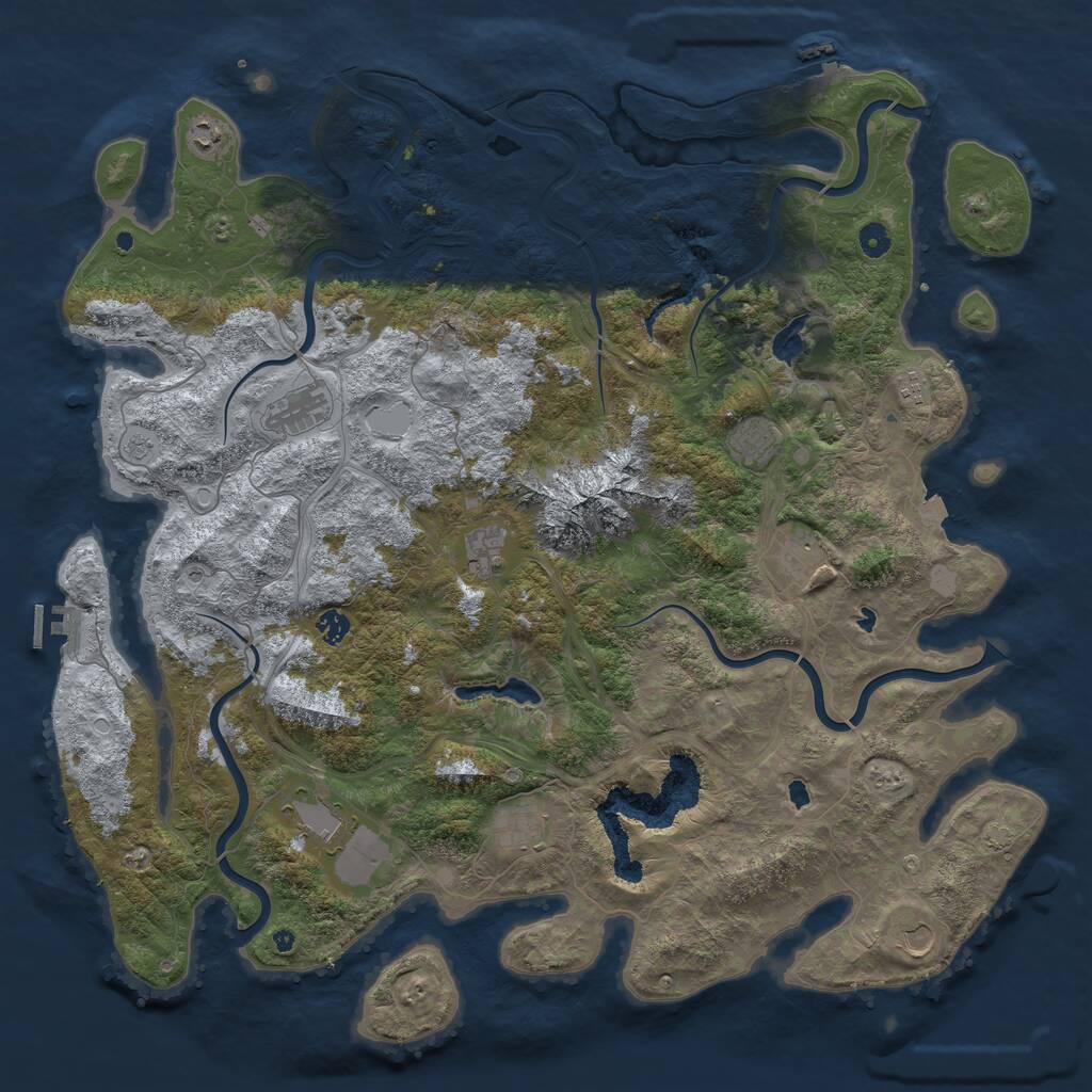 Rust Map: Procedural Map, Size: 5000, Seed: 545355189, 16 Monuments