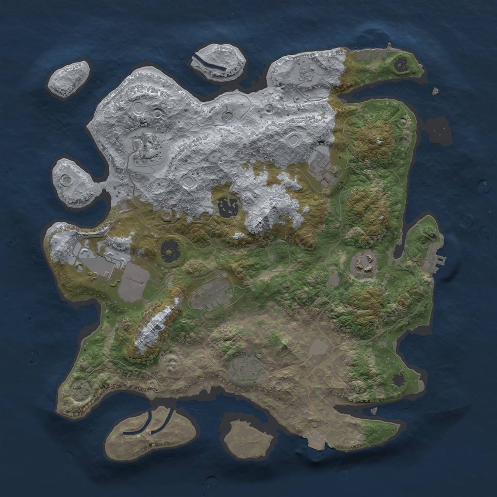 Rust Map: Procedural Map, Size: 3500, Seed: 597887537, 15 Monuments