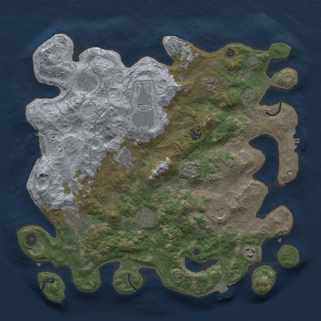 Rust Map: Procedural Map, Size: 4000, Seed: 5677372, 18 Monuments