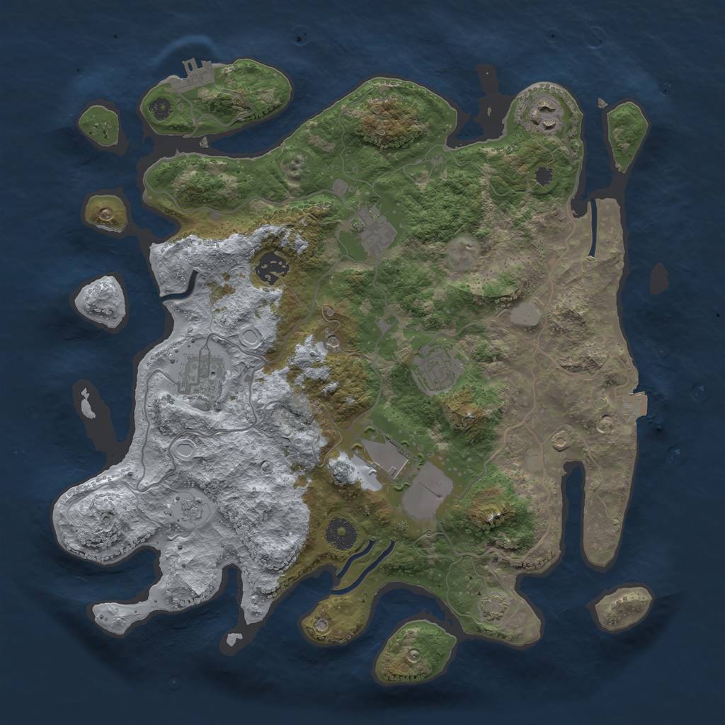 Rust Map: Procedural Map, Size: 3500, Seed: 983832098, 13 Monuments