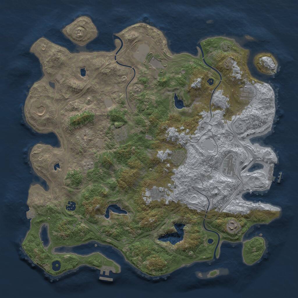 Rust Map: Procedural Map, Size: 4500, Seed: 1870422112, 16 Monuments