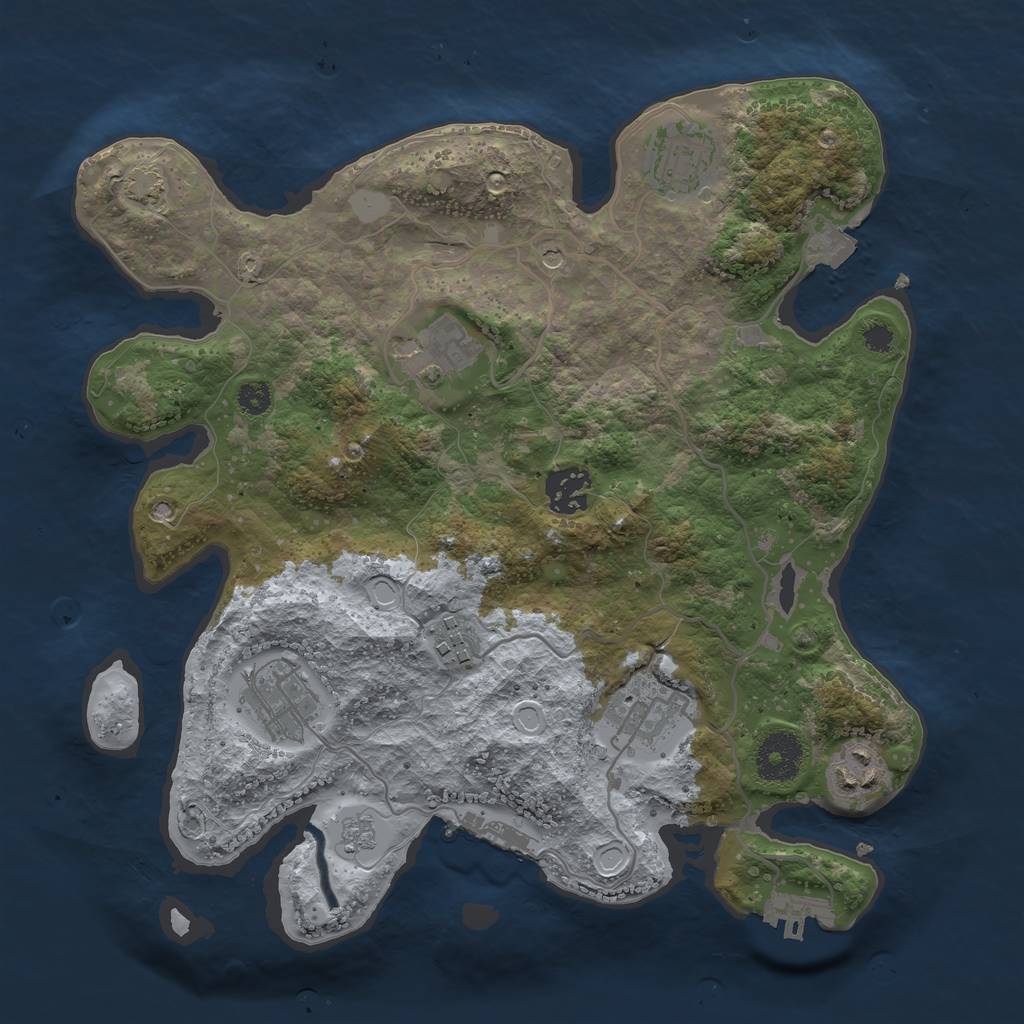 Rust Map: Procedural Map, Size: 3200, Seed: 484036054, 15 Monuments