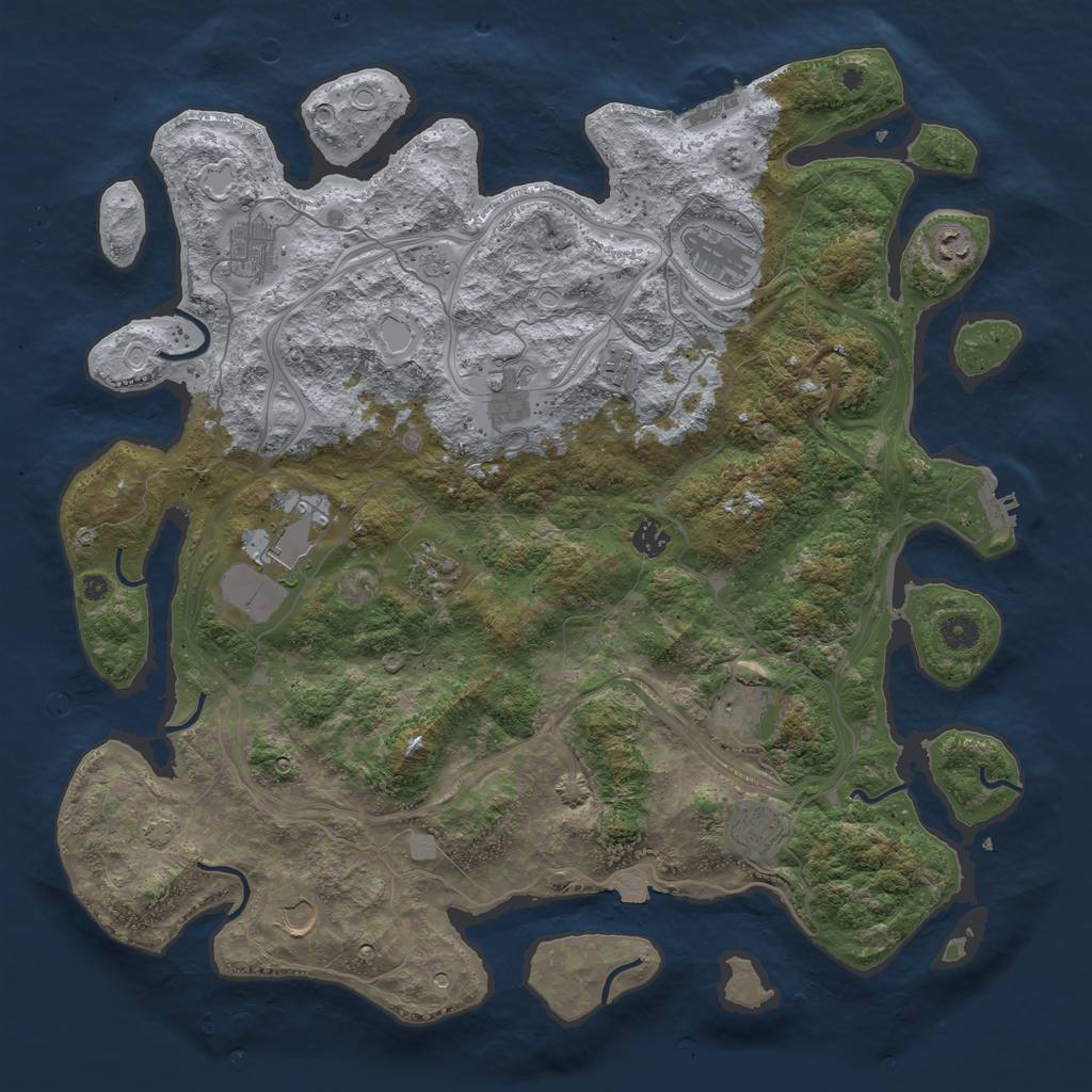 Rust Map: Procedural Map, Size: 4500, Seed: 1048895422, 19 Monuments