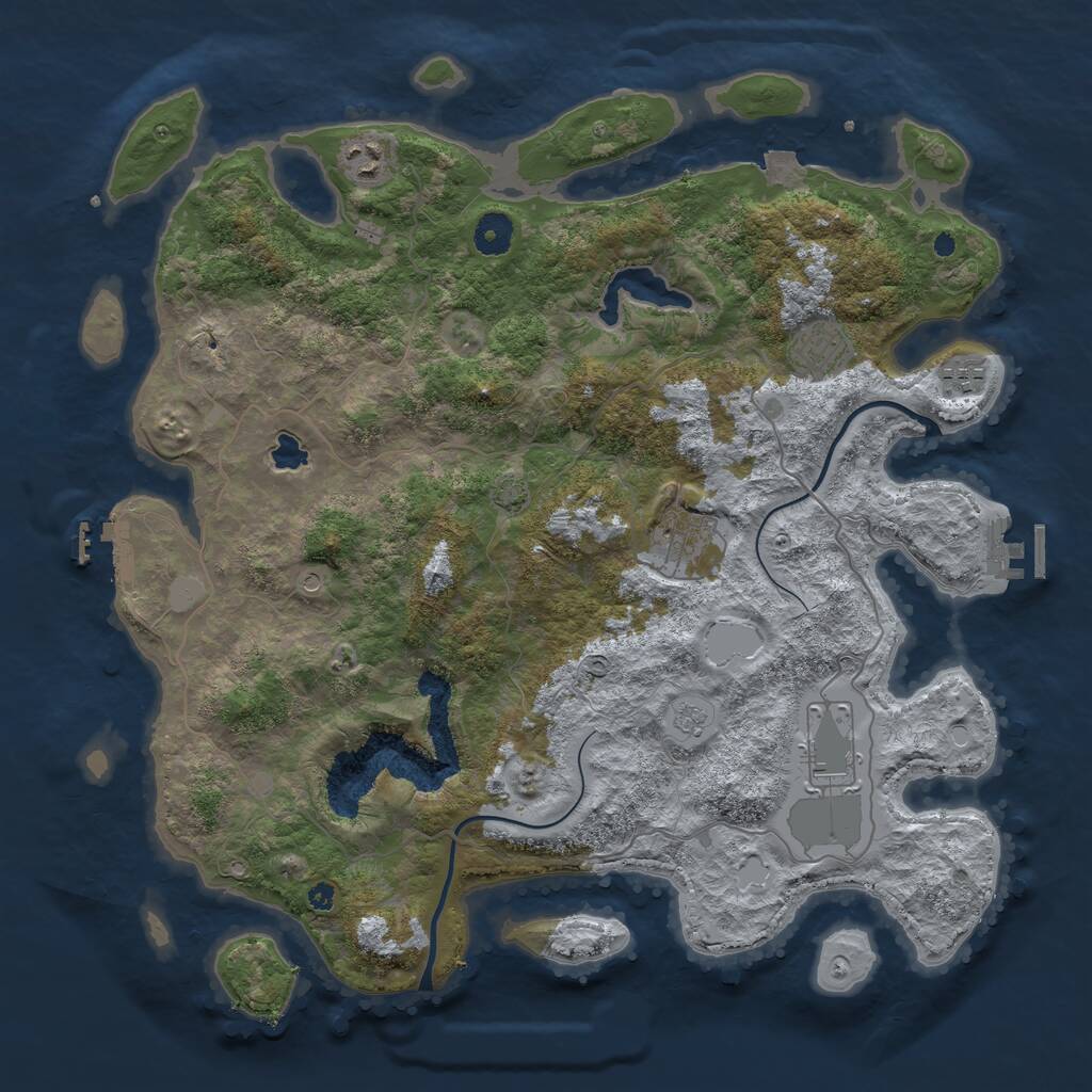 Rust Map: Procedural Map, Size: 4000, Seed: 18135432, 11 Monuments