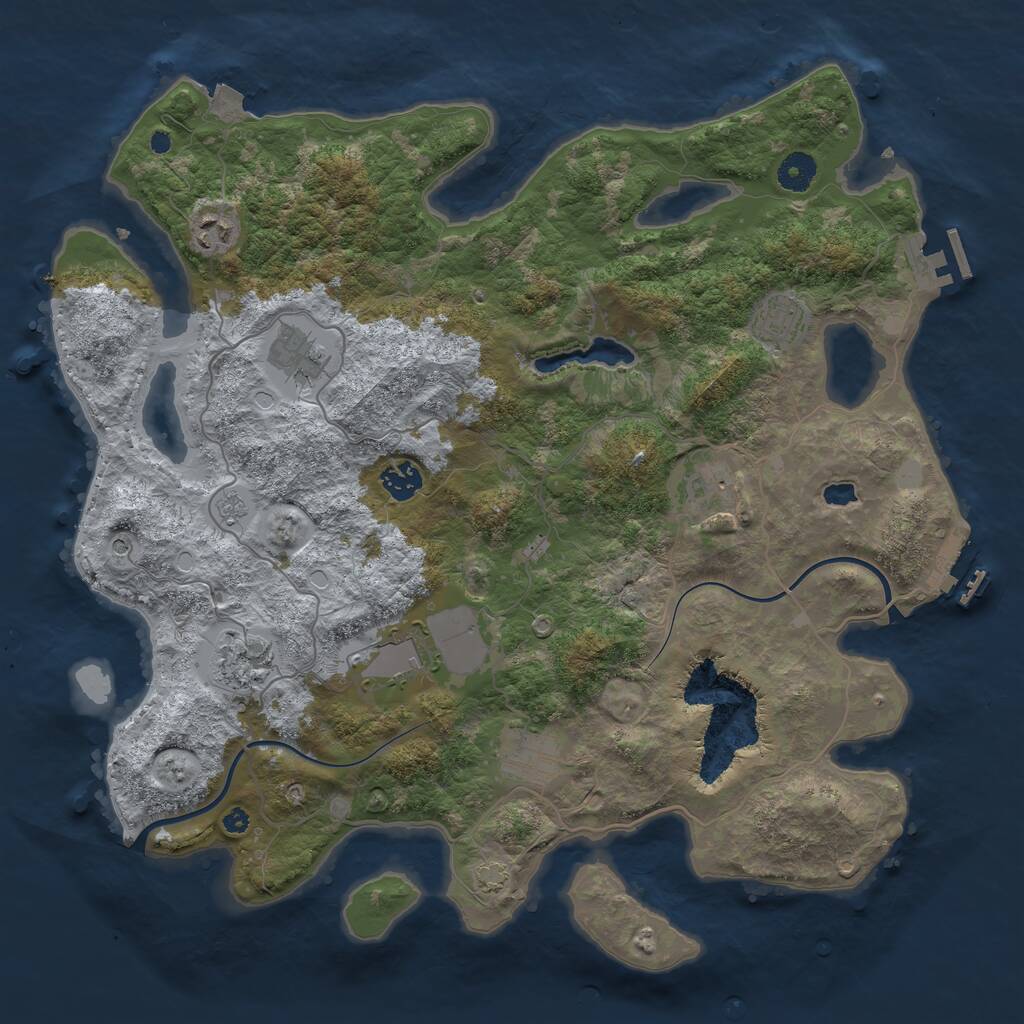 Rust Map: Procedural Map, Size: 4000, Seed: 1337311679, 14 Monuments