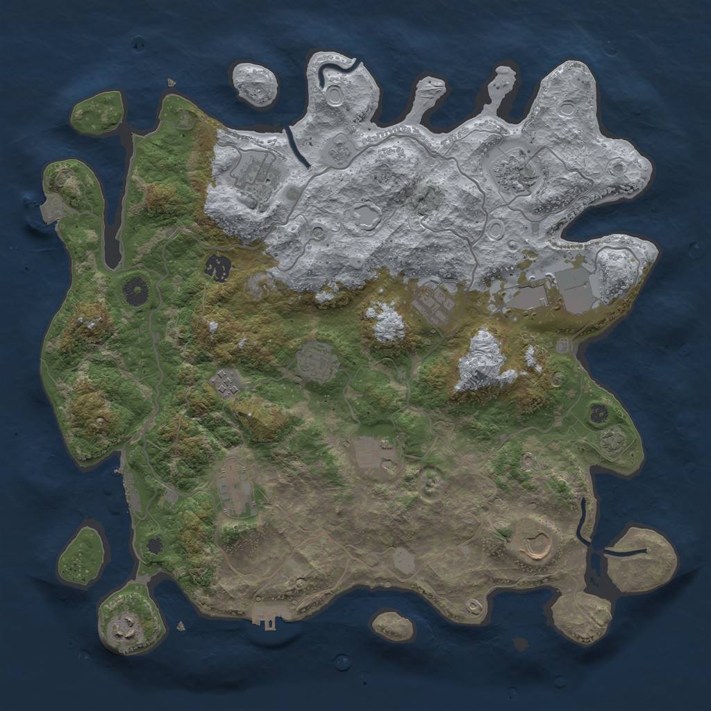 Rust Map: Procedural Map, Size: 4000, Seed: 1453944363, 19 Monuments