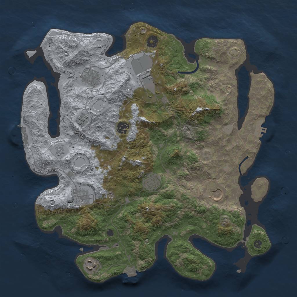 Rust Map: Procedural Map, Size: 3700, Seed: 759054117, 16 Monuments
