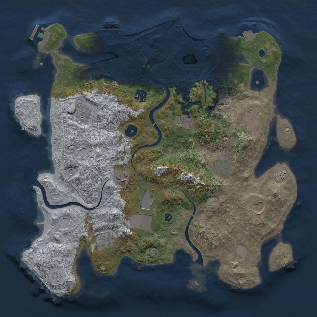 Rust Map: Procedural Map, Size: 3900, Seed: 1000, 16 Monuments