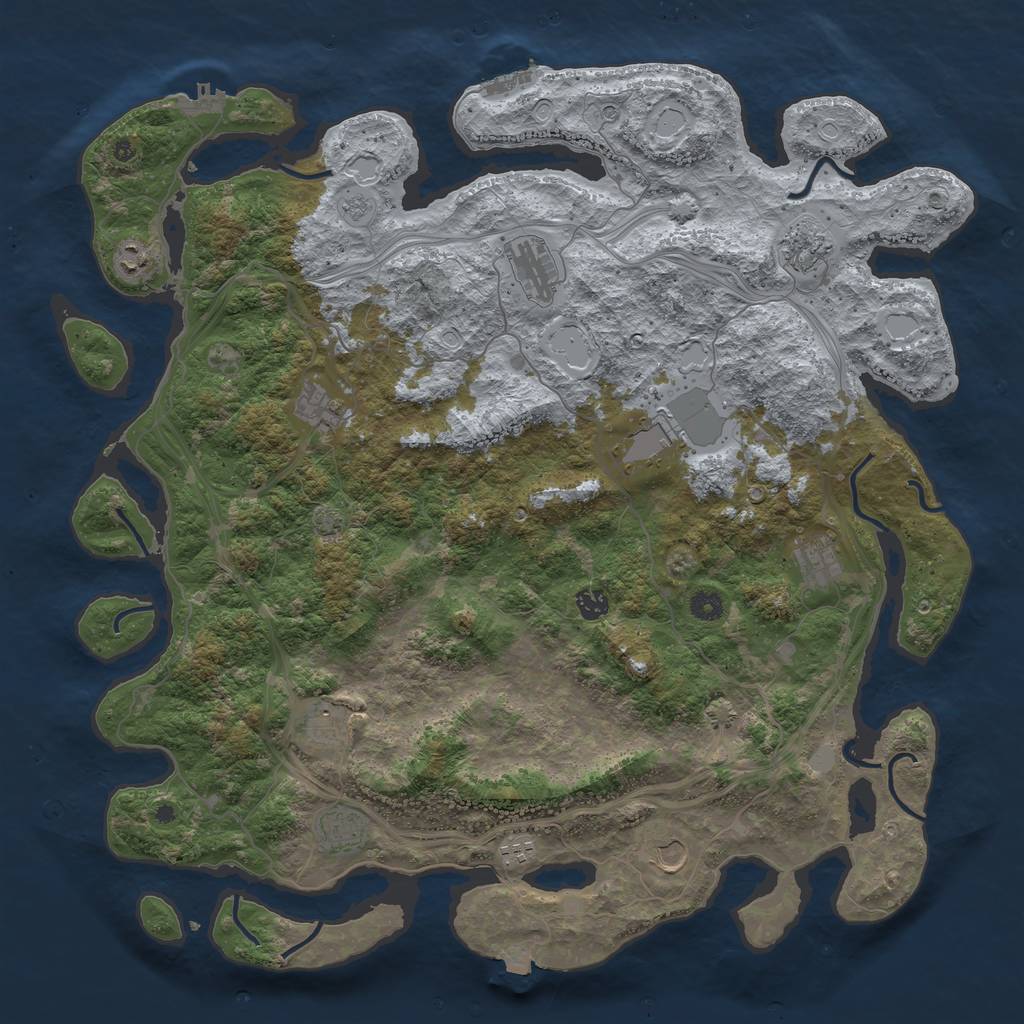 Rust Map: Procedural Map, Size: 4750, Seed: 788491044, 19 Monuments