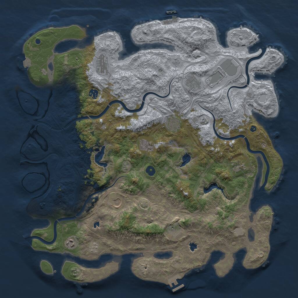 Rust Map: Procedural Map, Size: 4750, Seed: 788491044, 17 Monuments