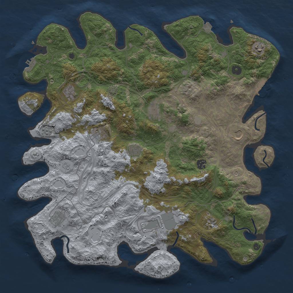 Rust Map: Procedural Map, Size: 4500, Seed: 1852639688, 19 Monuments