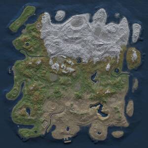 Thumbnail Rust Map: Procedural Map, Size: 4600, Seed: 77761181, 16 Monuments