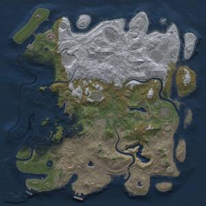 Thumbnail Rust Map: Procedural Map, Size: 4600, Seed: 77761181, 16 Monuments