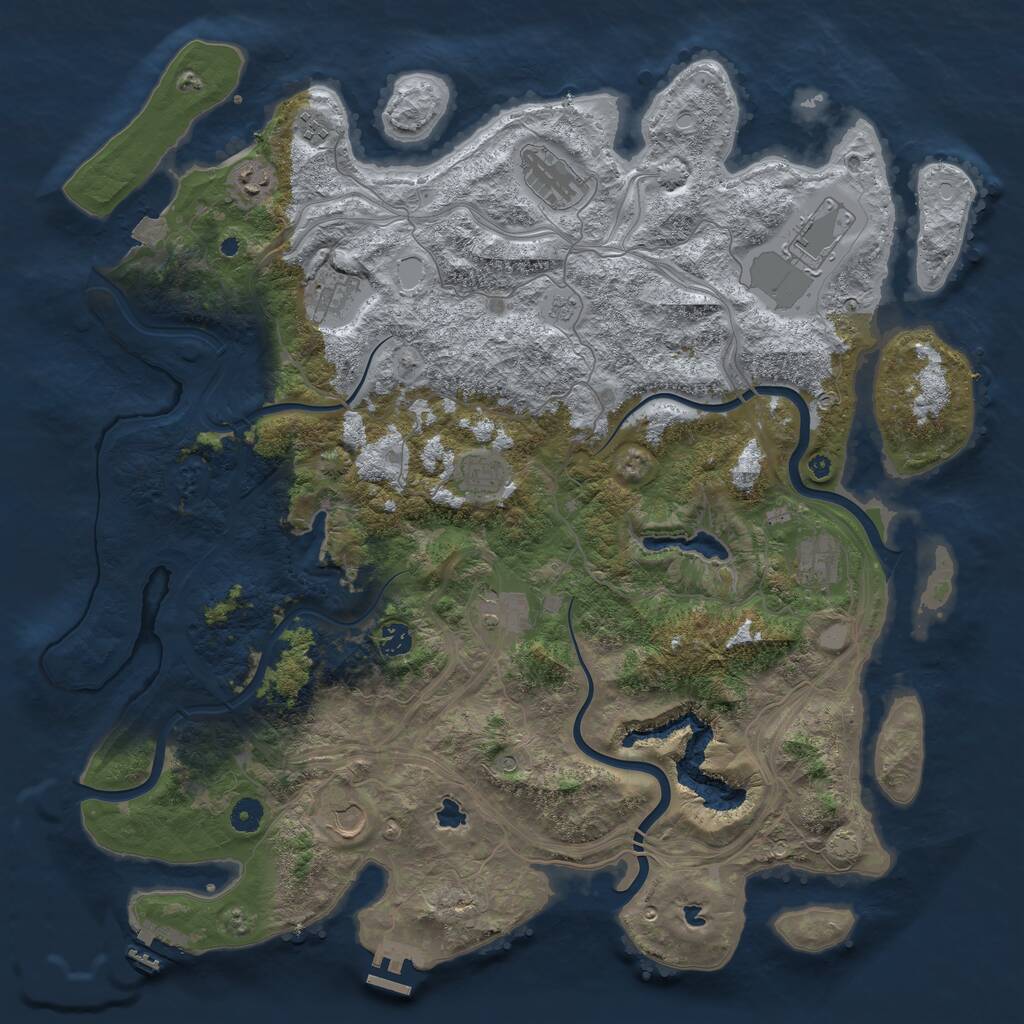 Rust Map: Procedural Map, Size: 4600, Seed: 77761181, 16 Monuments