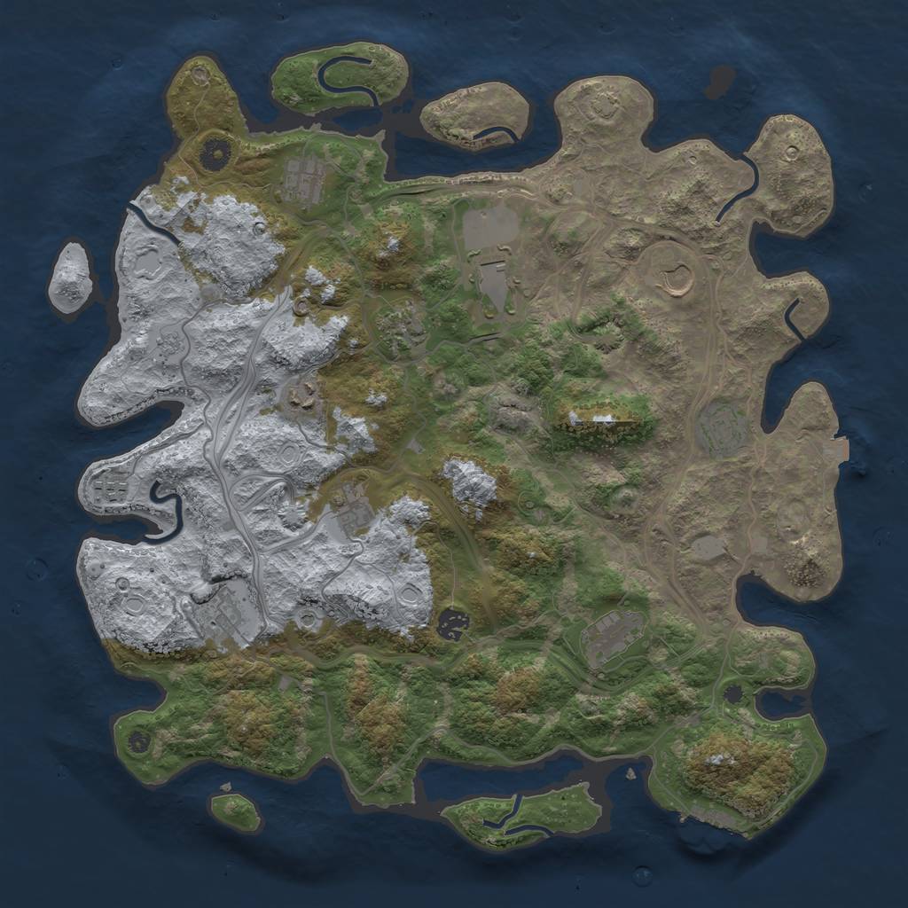 Rust Map: Procedural Map, Size: 4250, Seed: 1966566979, 18 Monuments