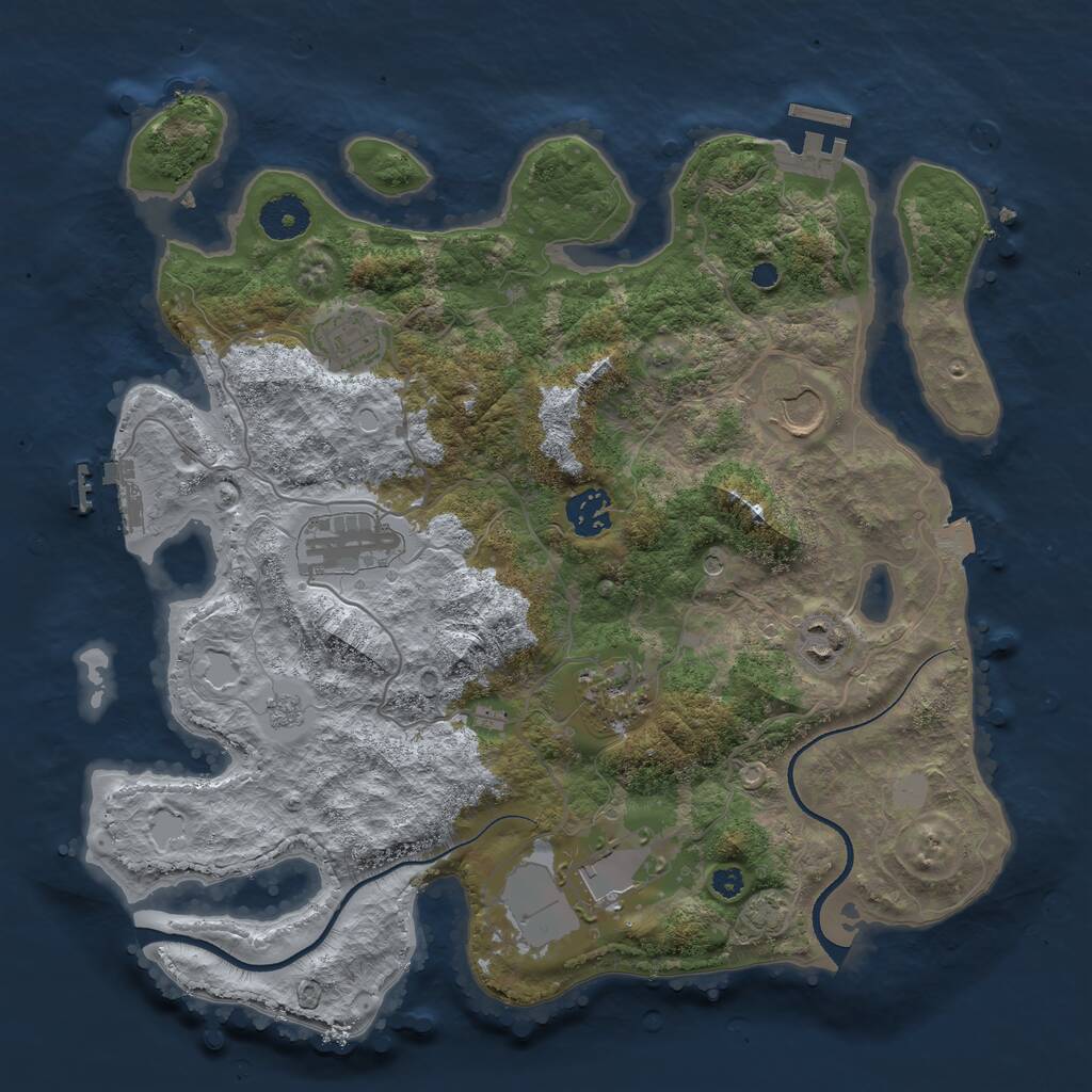 Rust Map: Procedural Map, Size: 3500, Seed: 19530, 13 Monuments