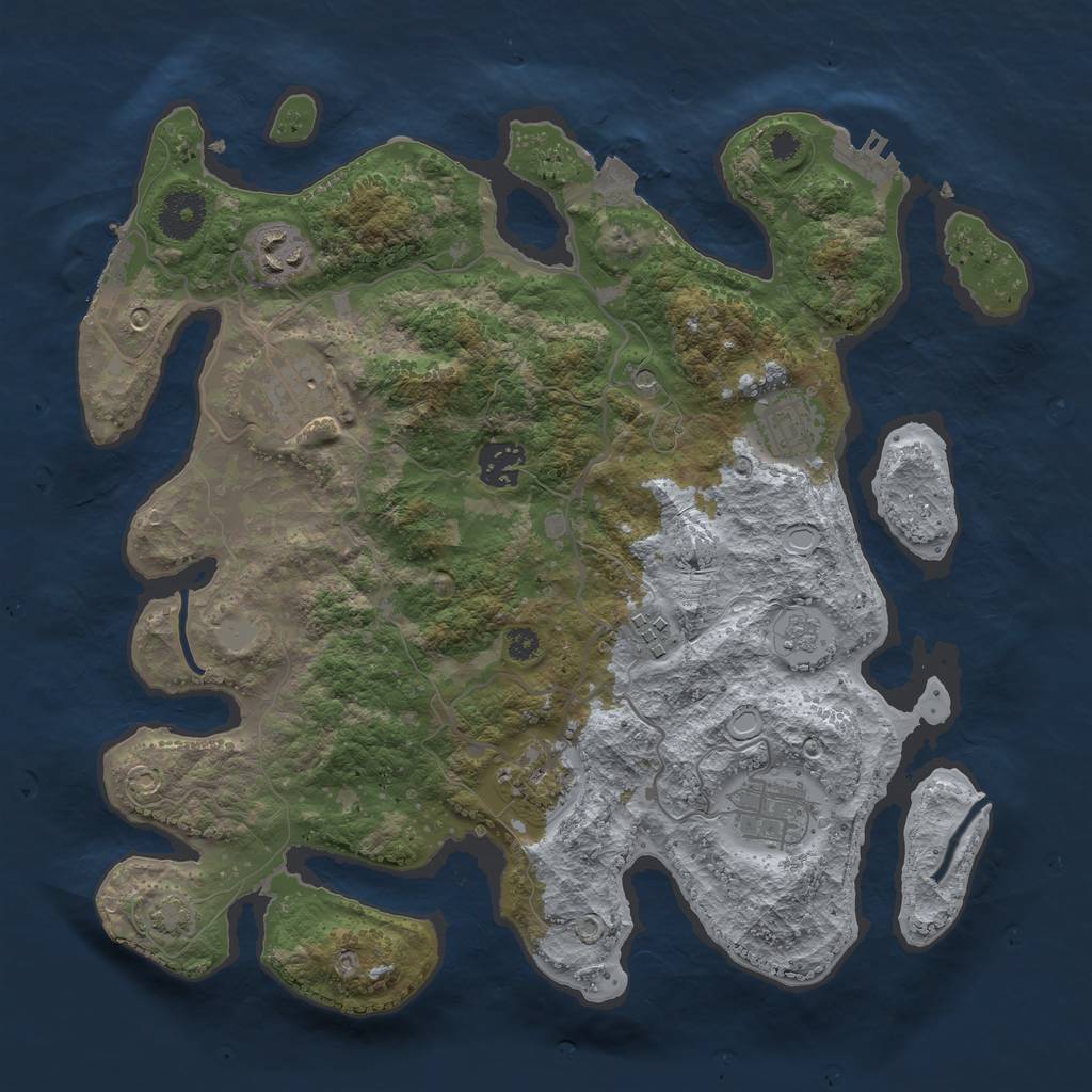 Rust Map: Procedural Map, Size: 3400, Seed: 1258169997, 15 Monuments