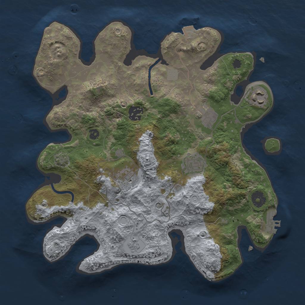 Rust Map: Procedural Map, Size: 3000, Seed: 24828, 12 Monuments