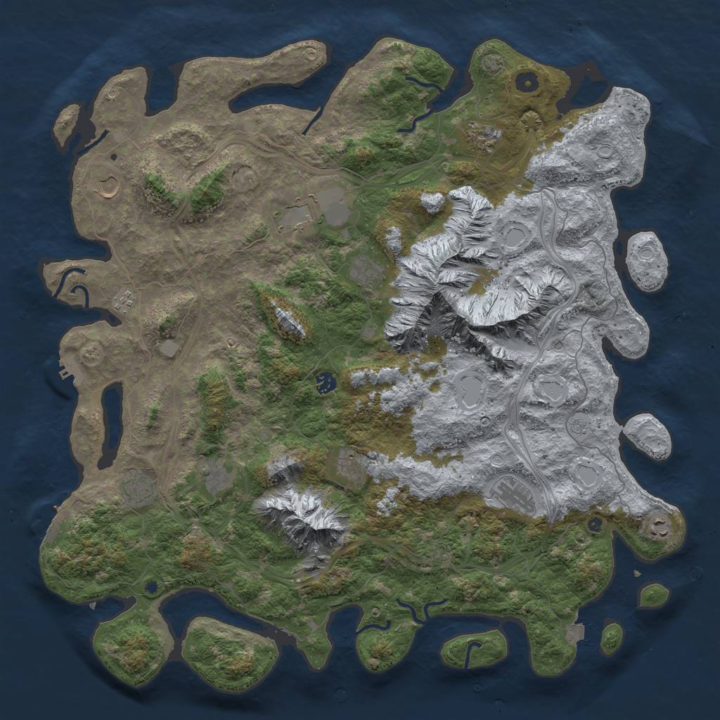 Rust Map: Procedural Map, Size: 5000, Seed: 1964210433, 19 Monuments