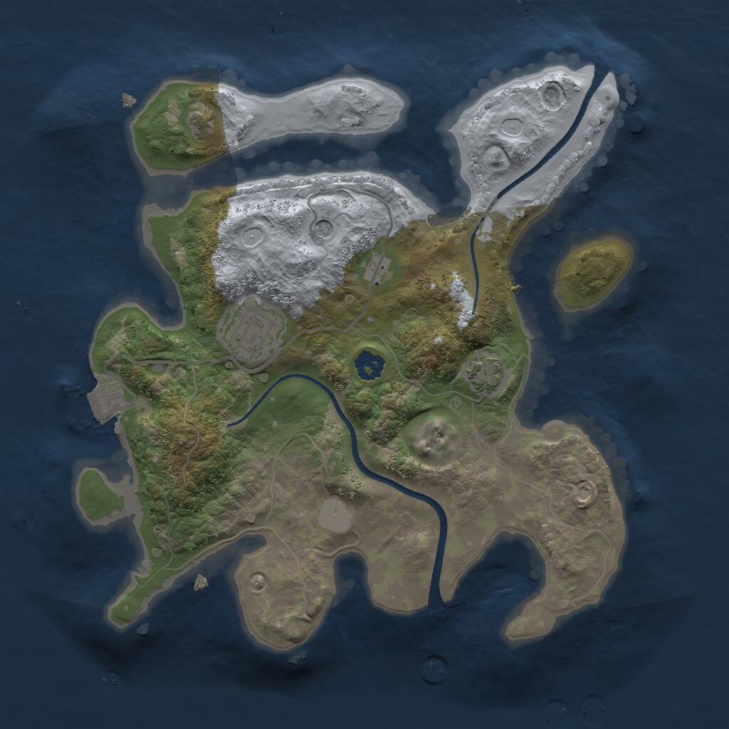 Rust Map: Procedural Map, Size: 2500, Seed: 656546, 4 Monuments