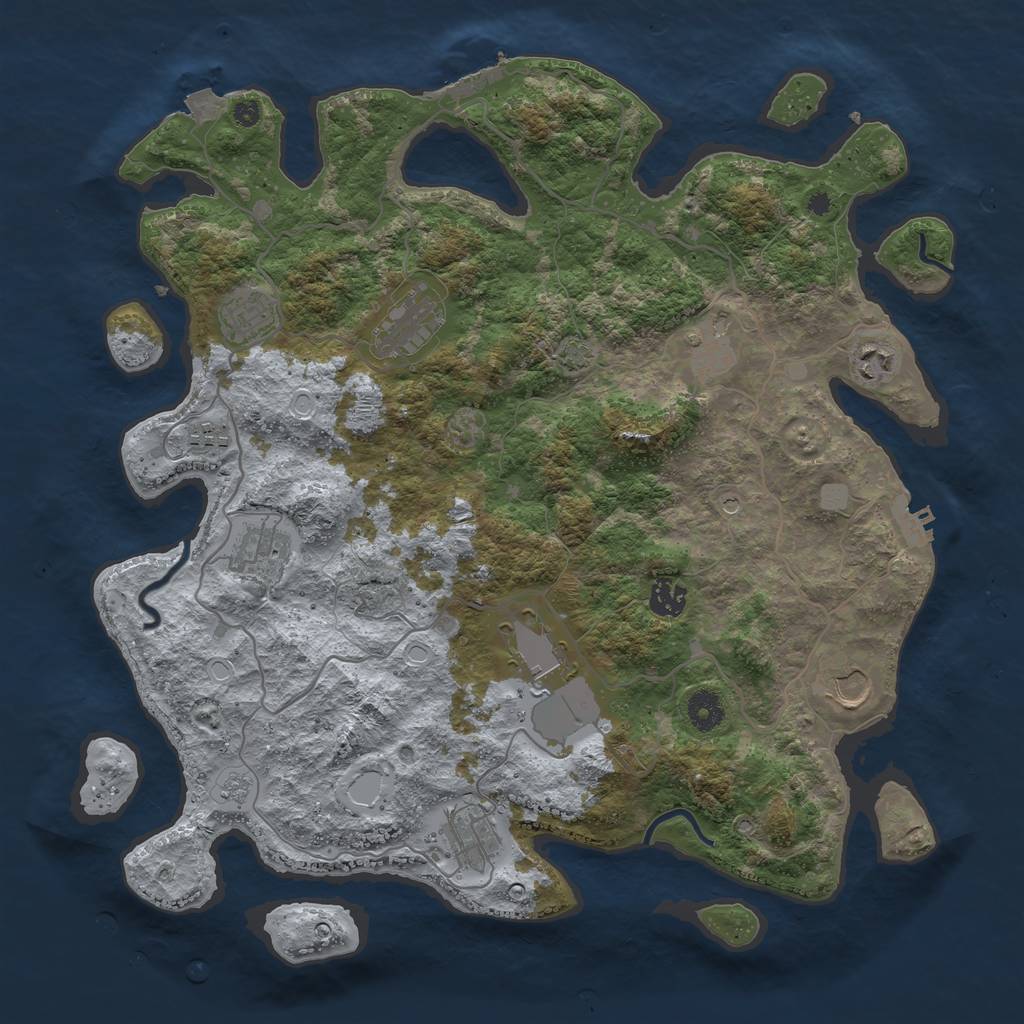 Rust Map: Procedural Map, Size: 4000, Seed: 237186138, 18 Monuments