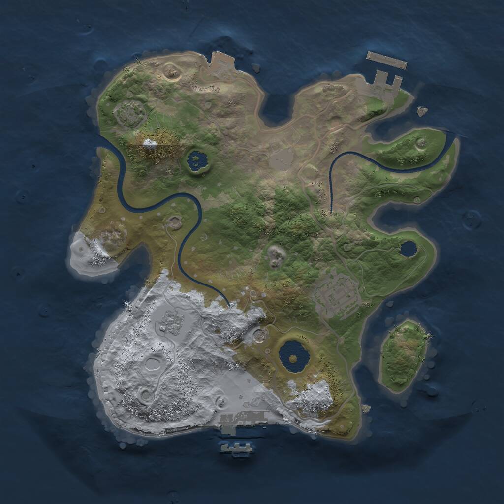 Rust Map: Procedural Map, Size: 2500, Seed: 622457468, 7 Monuments