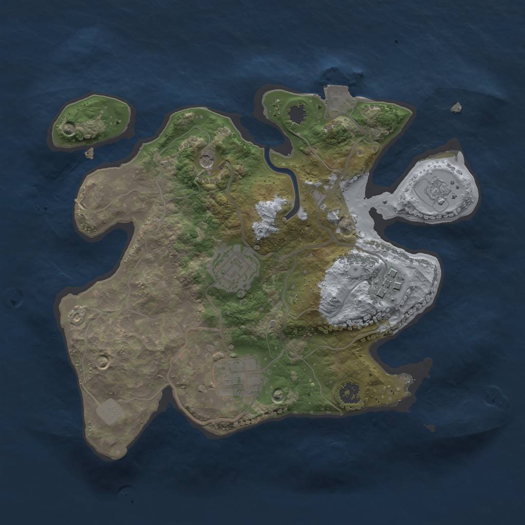 Rust Map: Procedural Map, Size: 2500, Seed: 1245345, 8 Monuments