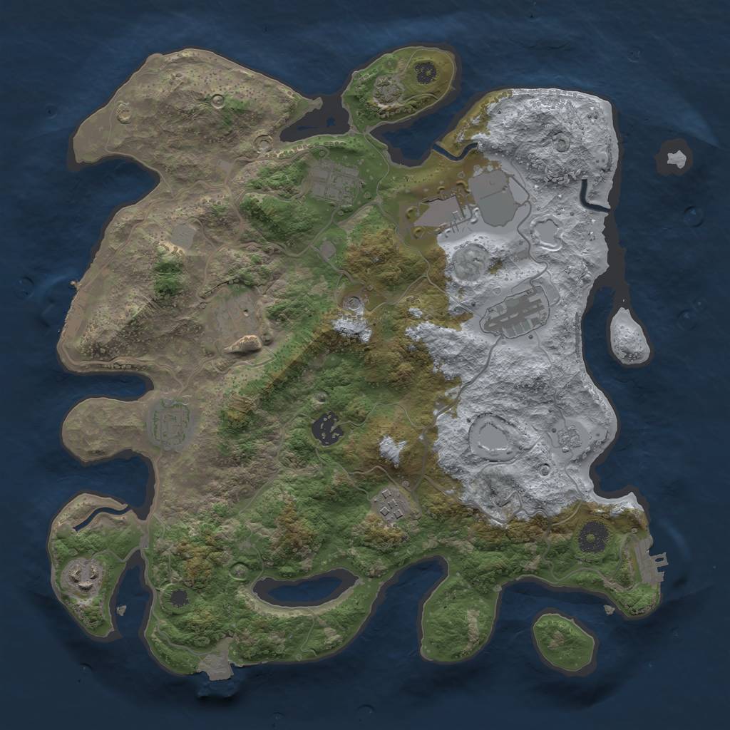 Rust Map: Procedural Map, Size: 3500, Seed: 958063365, 16 Monuments