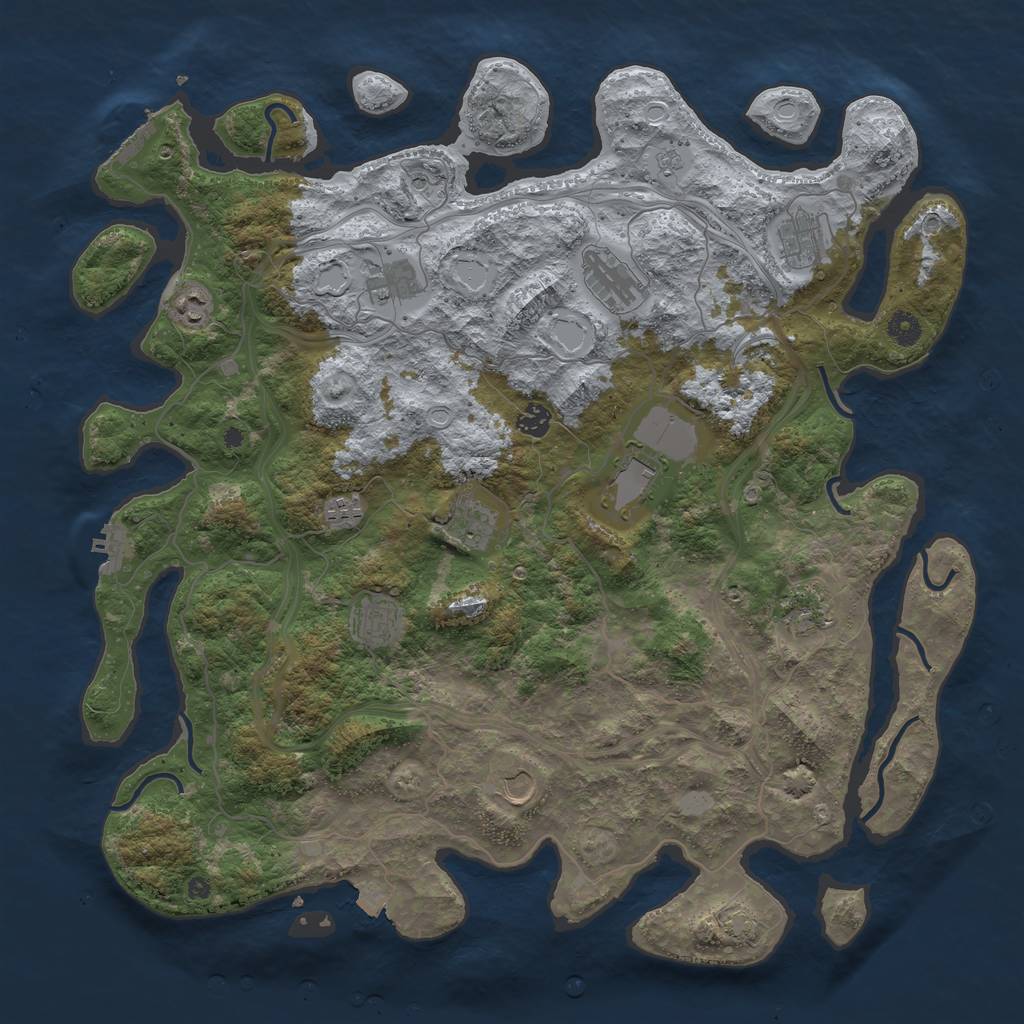 Rust Map: Procedural Map, Size: 4500, Seed: 856504523, 19 Monuments