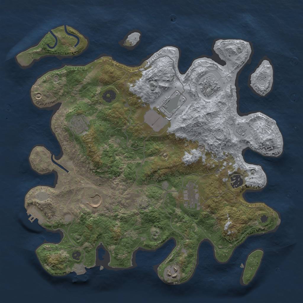 Rust Map: Procedural Map, Size: 3500, Seed: 1514696486, 14 Monuments