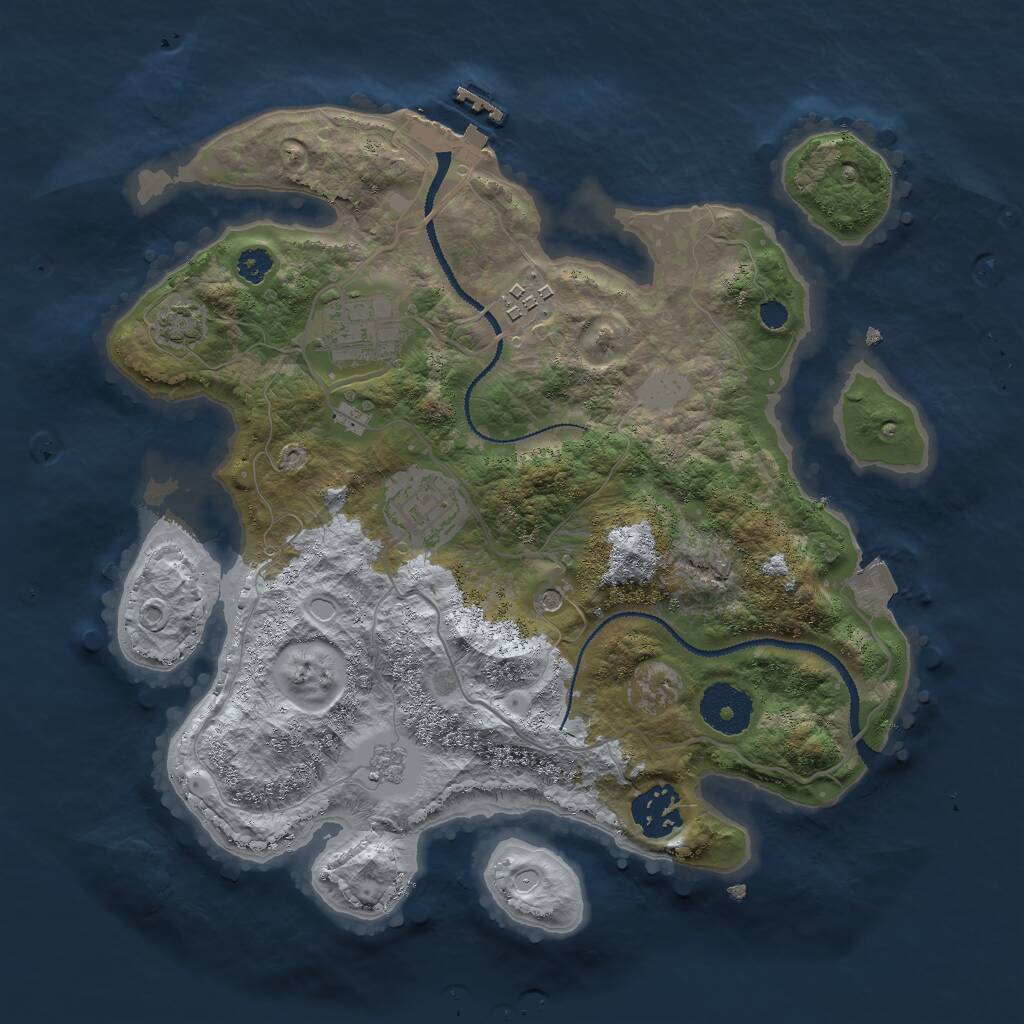 Rust Map: Procedural Map, Size: 3000, Seed: 3900, 9 Monuments