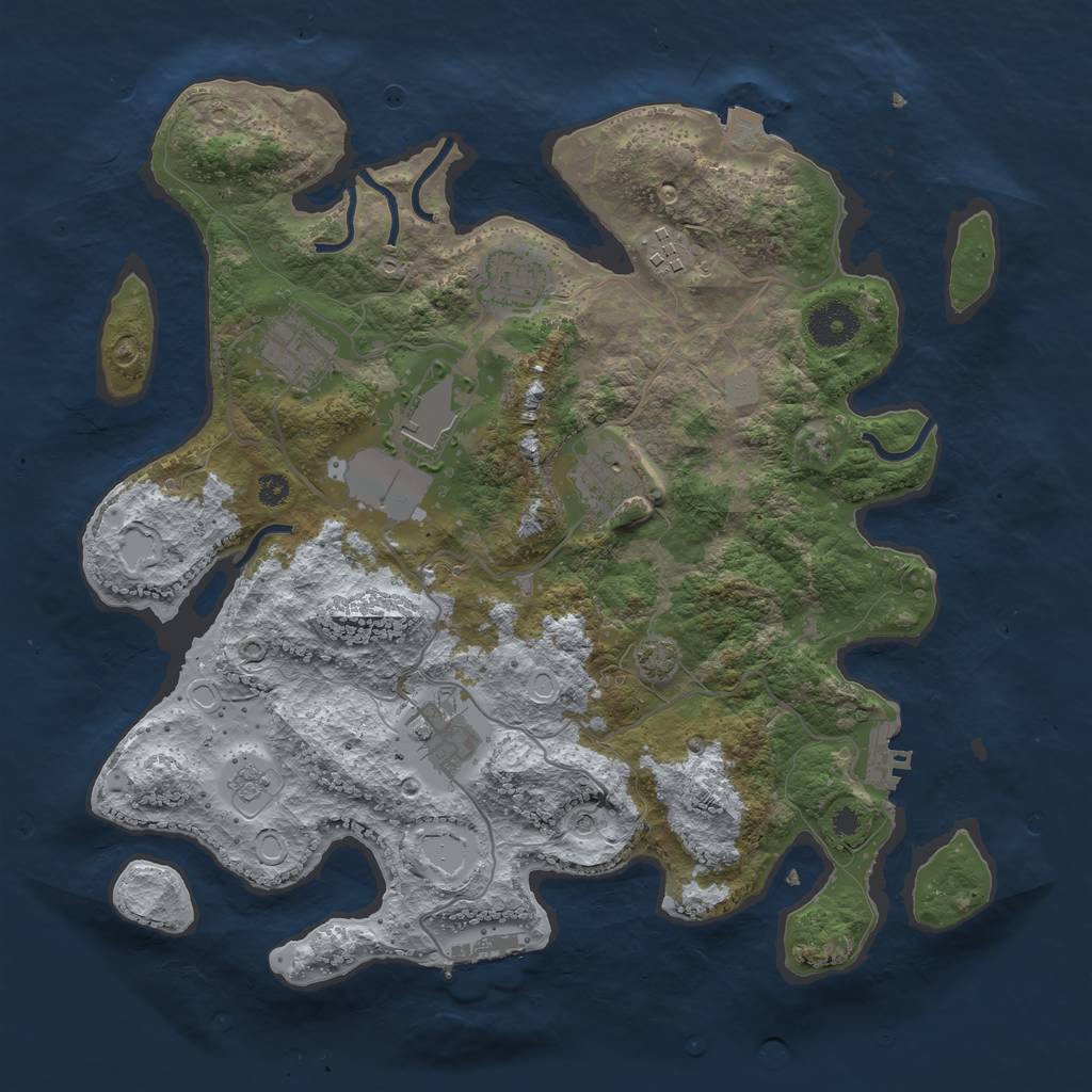 Rust Map: Procedural Map, Size: 3500, Seed: 1441589359, 14 Monuments