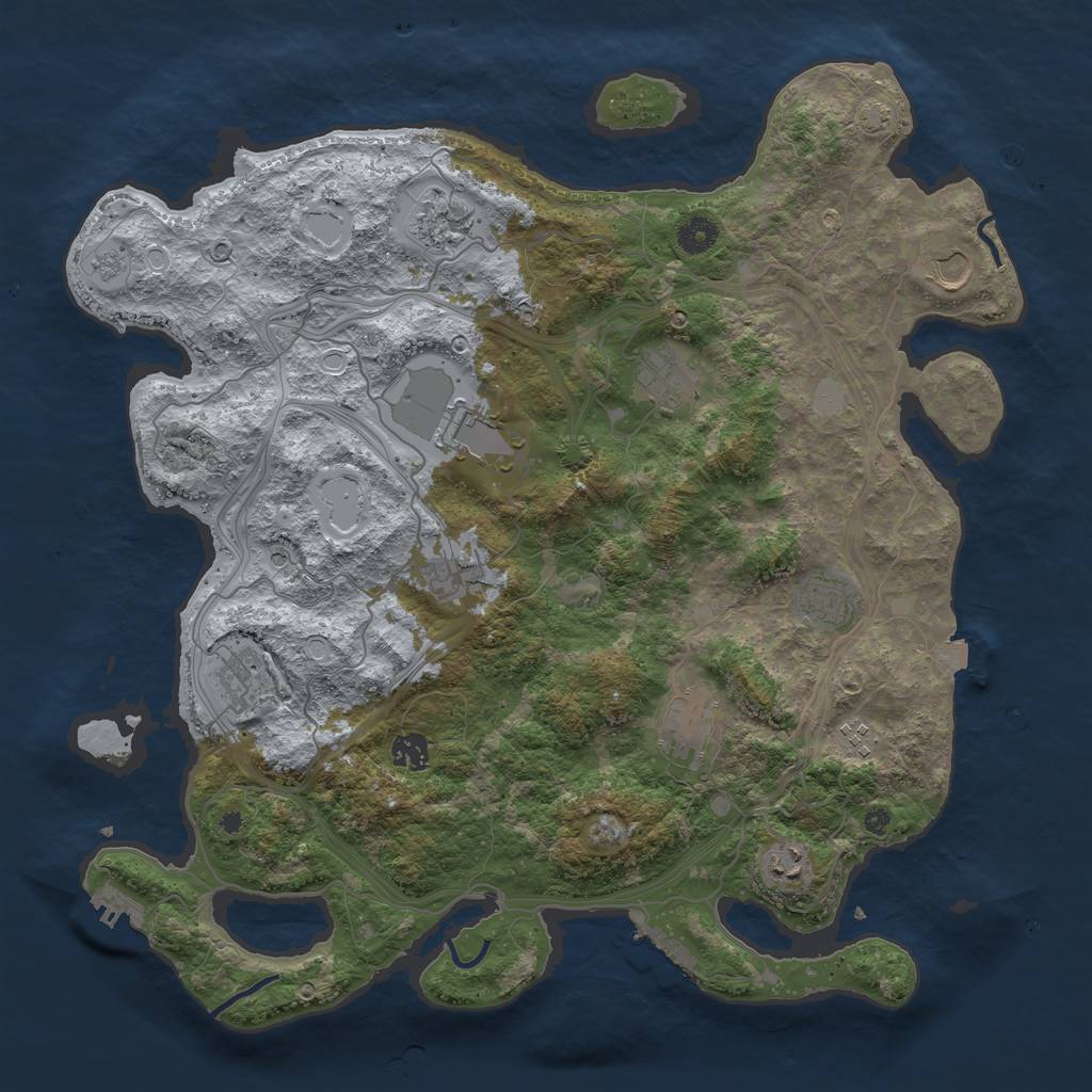Rust Map: Procedural Map, Size: 4250, Seed: 1915791936, 19 Monuments