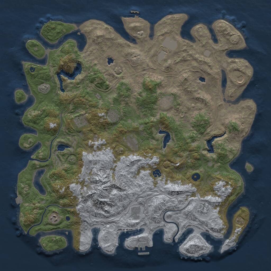 Rust Map: Procedural Map, Size: 5000, Seed: 1995415746, 17 Monuments
