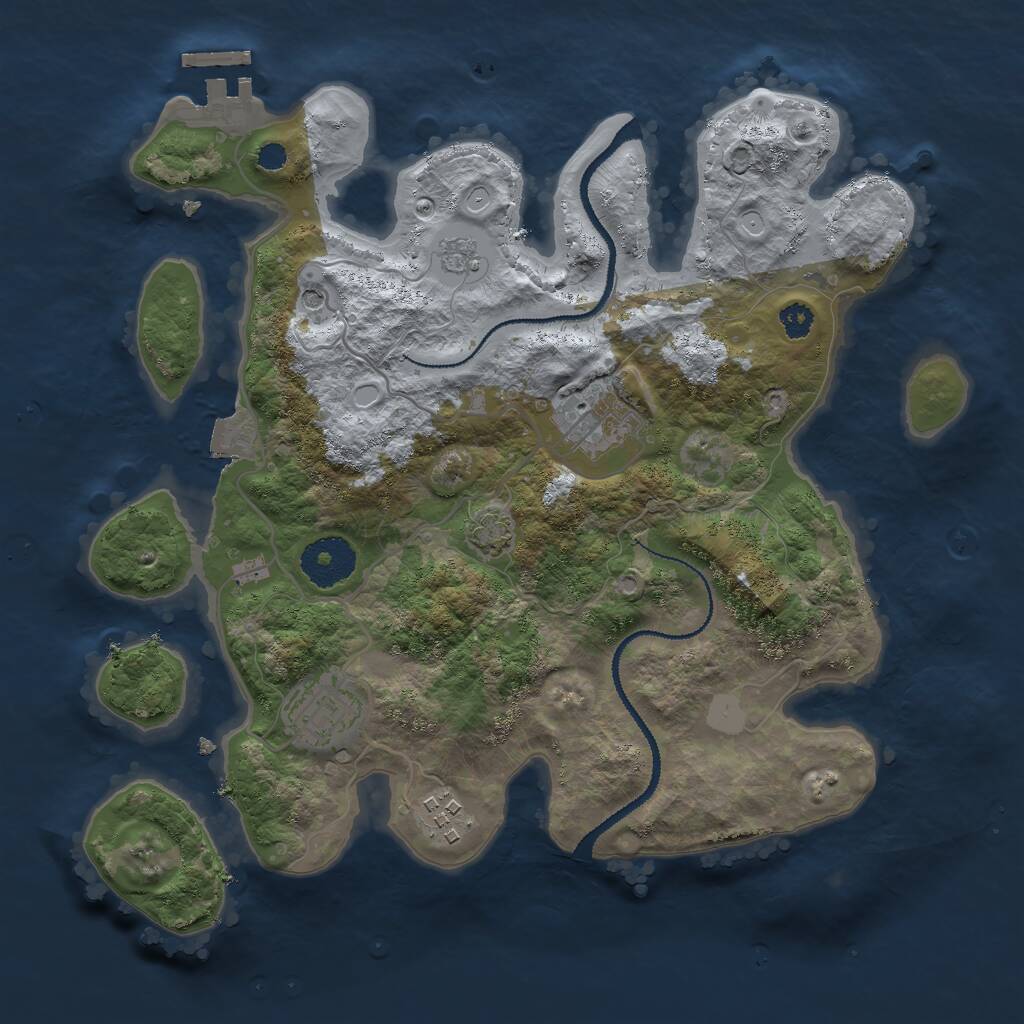 Rust Map: Procedural Map, Size: 3000, Seed: 1915595632, 8 Monuments