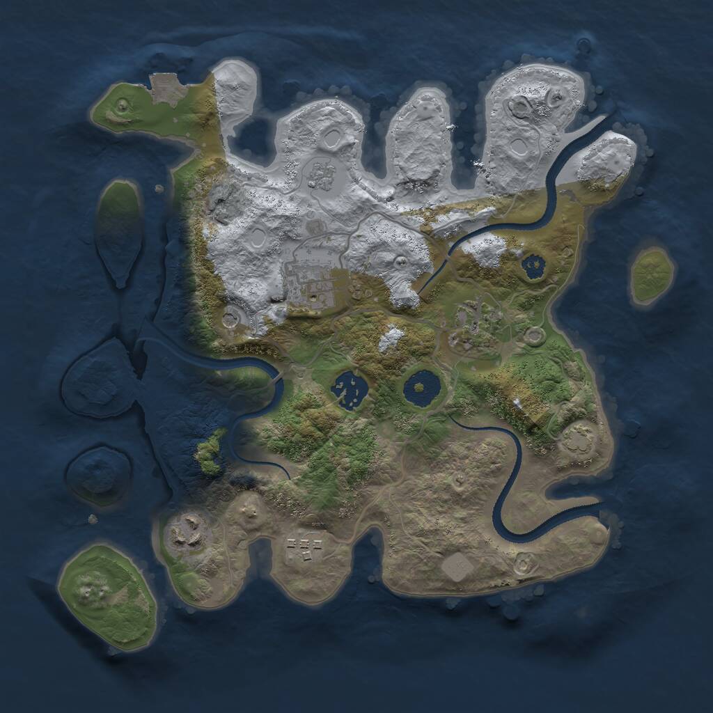 Rust Map: Procedural Map, Size: 3000, Seed: 1915595632, 9 Monuments