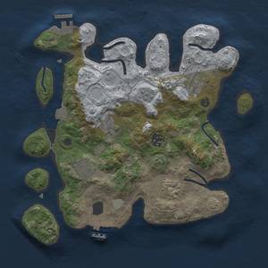 Thumbnail Rust Map: Procedural Map, Size: 3000, Seed: 1915595632, 14 Monuments