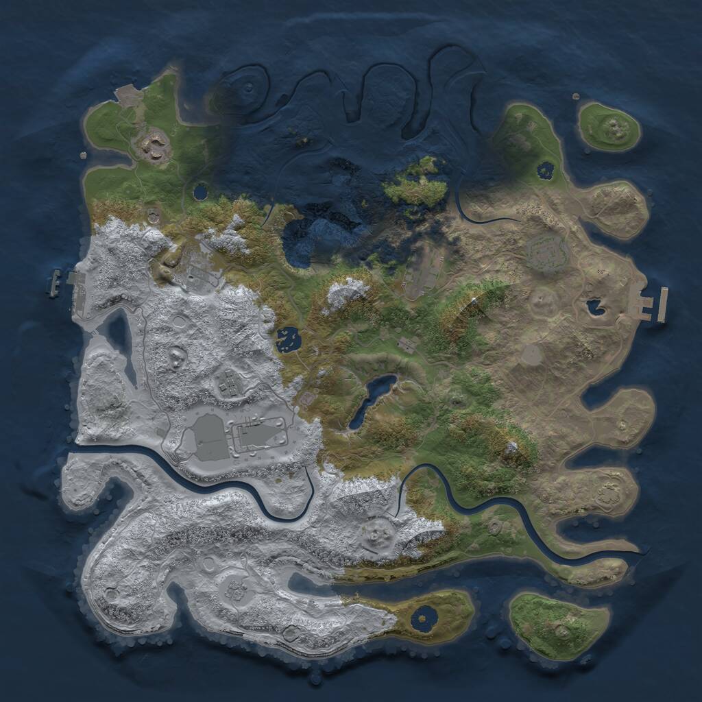 Rust Map: Procedural Map, Size: 4000, Seed: 1293611768, 13 Monuments