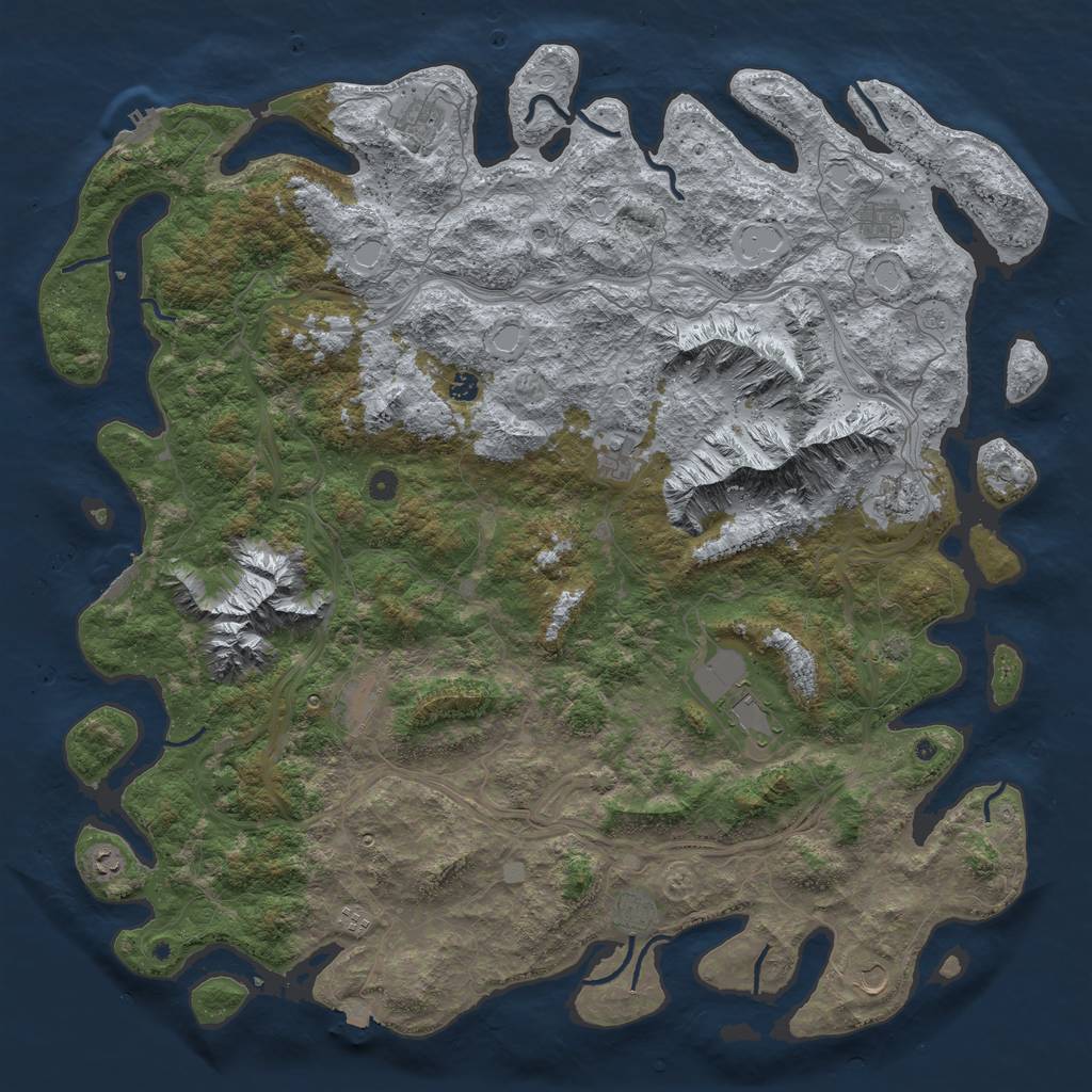 Rust Map: Procedural Map, Size: 5527, Seed: 13825, 19 Monuments