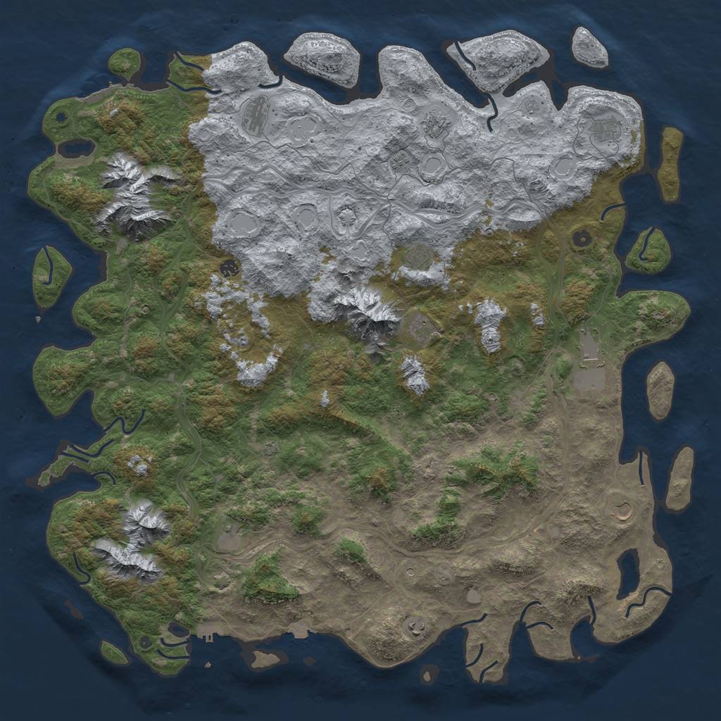 Rust Map: Procedural Map, Size: 6000, Seed: 123987456, 19 Monuments