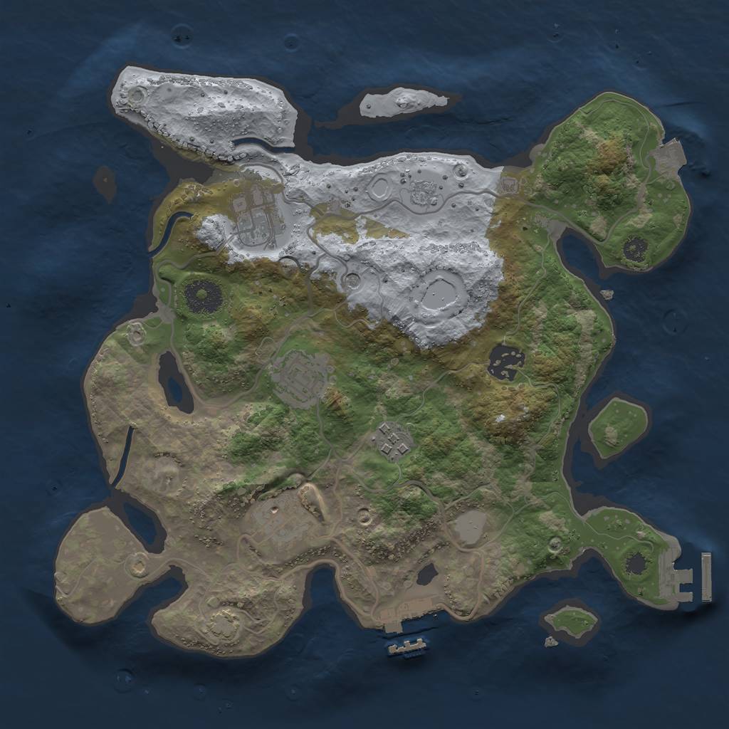Rust Map: Procedural Map, Size: 3000, Seed: 669215818, 13 Monuments