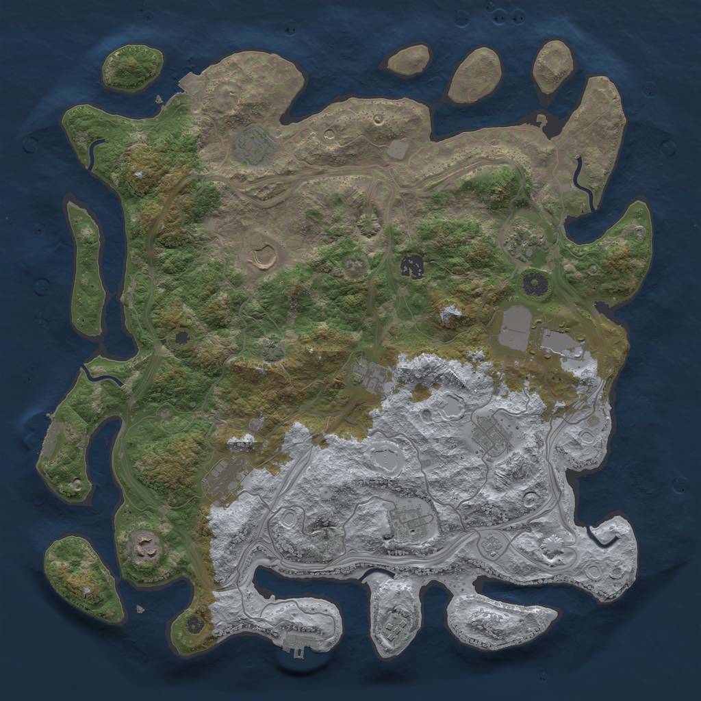 Rust Map: Procedural Map, Size: 4250, Seed: 343960039, 19 Monuments