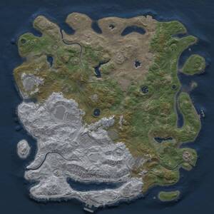 Thumbnail Rust Map: Procedural Map, Size: 4500, Seed: 1844990407, 16 Monuments