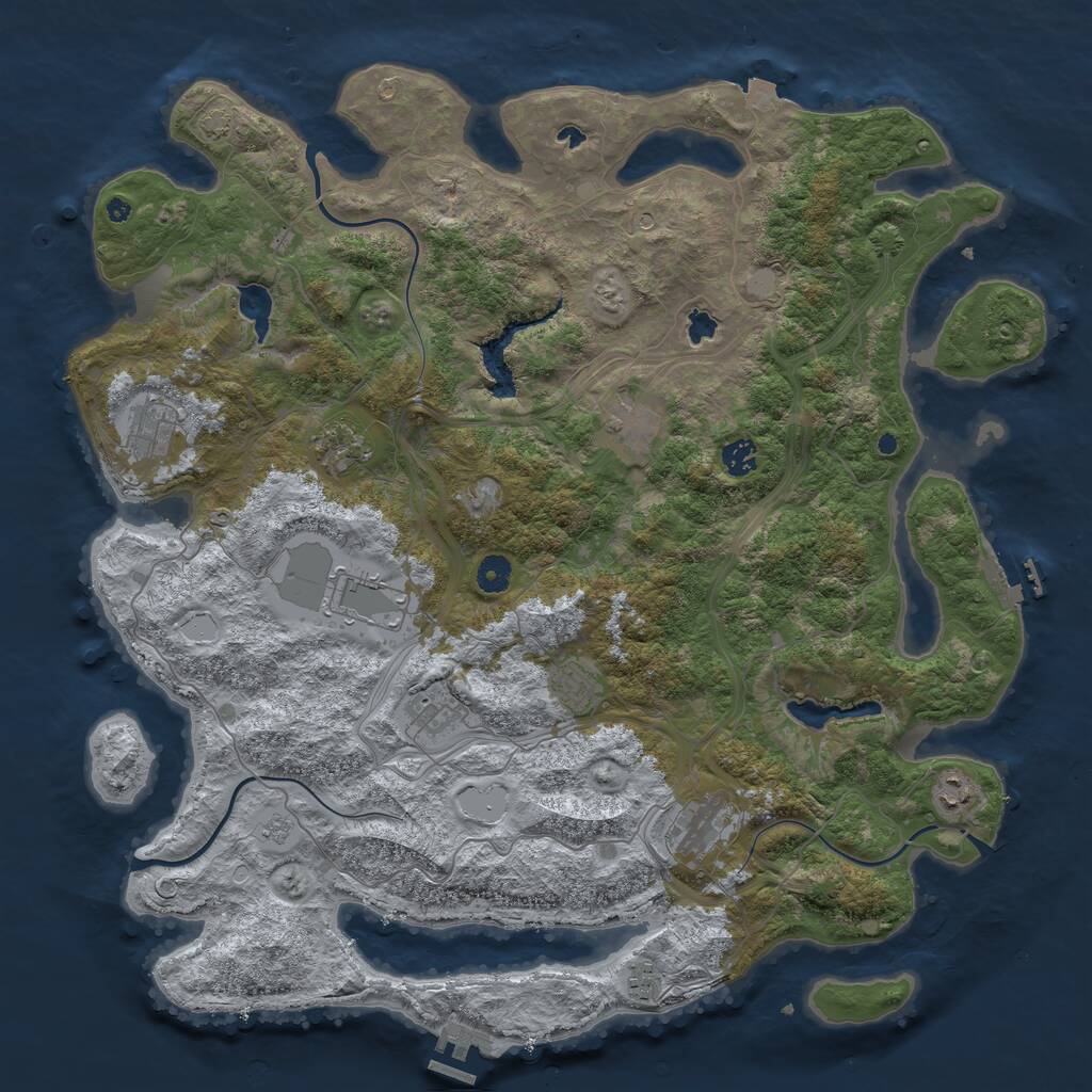 Rust Map: Procedural Map, Size: 4500, Seed: 1844990407, 16 Monuments