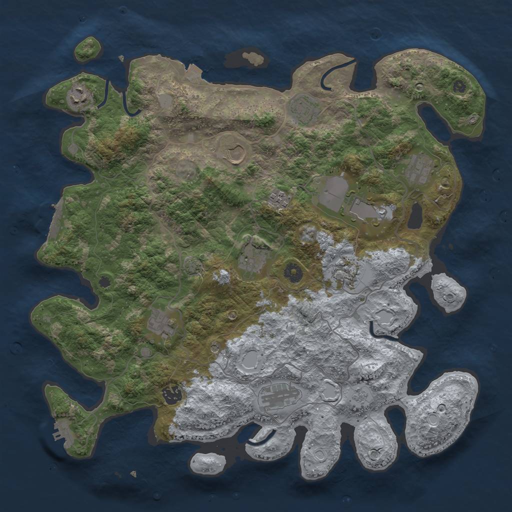 Rust Map: Procedural Map, Size: 4000, Seed: 256495260, 19 Monuments