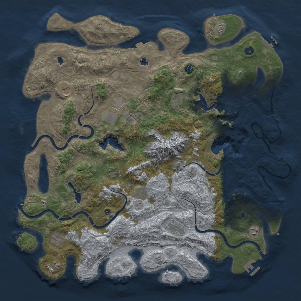 Rust Map: Procedural Map, Size: 5000, Seed: 197250, 16 Monuments